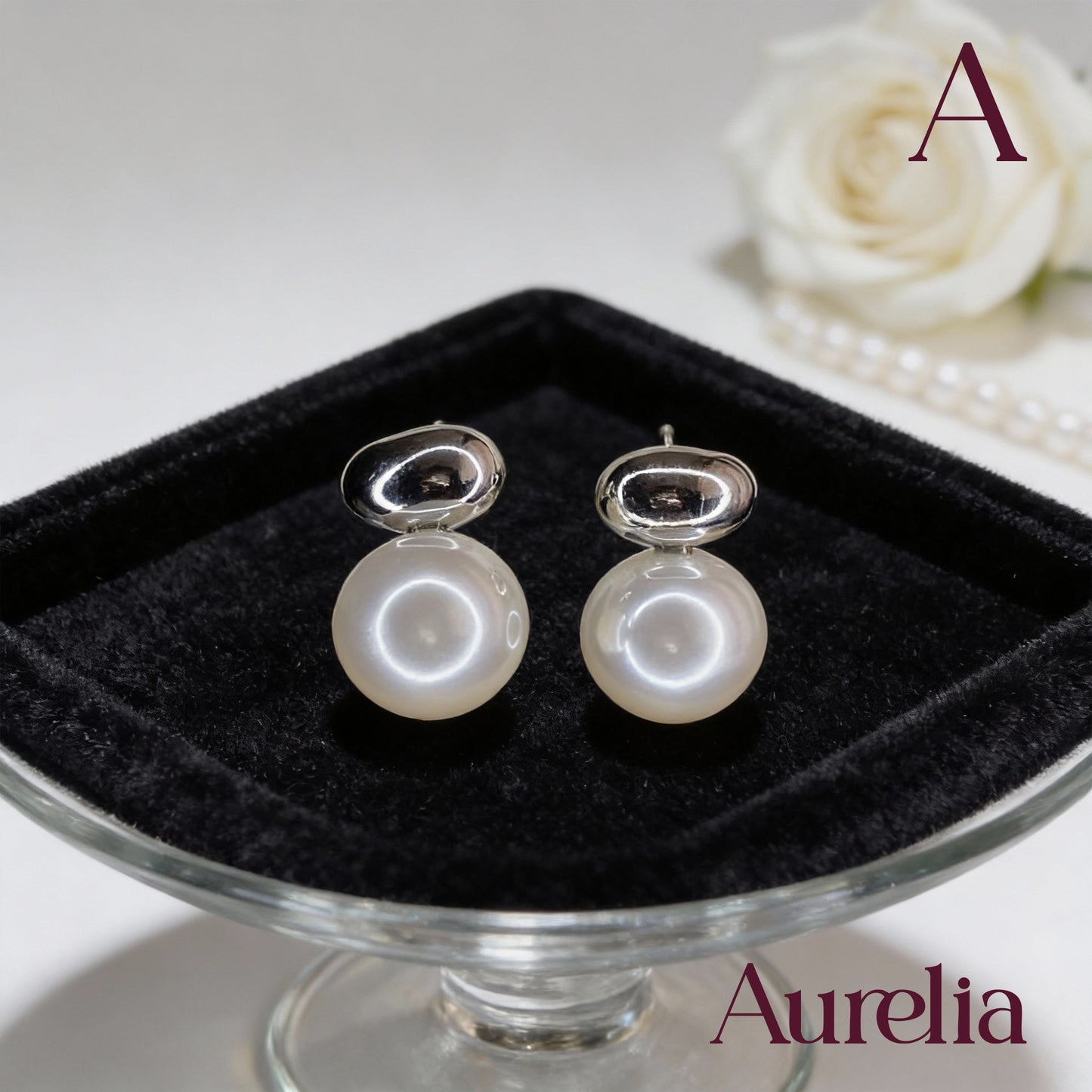 ARETES DOBLE CON PERLA BLANCA