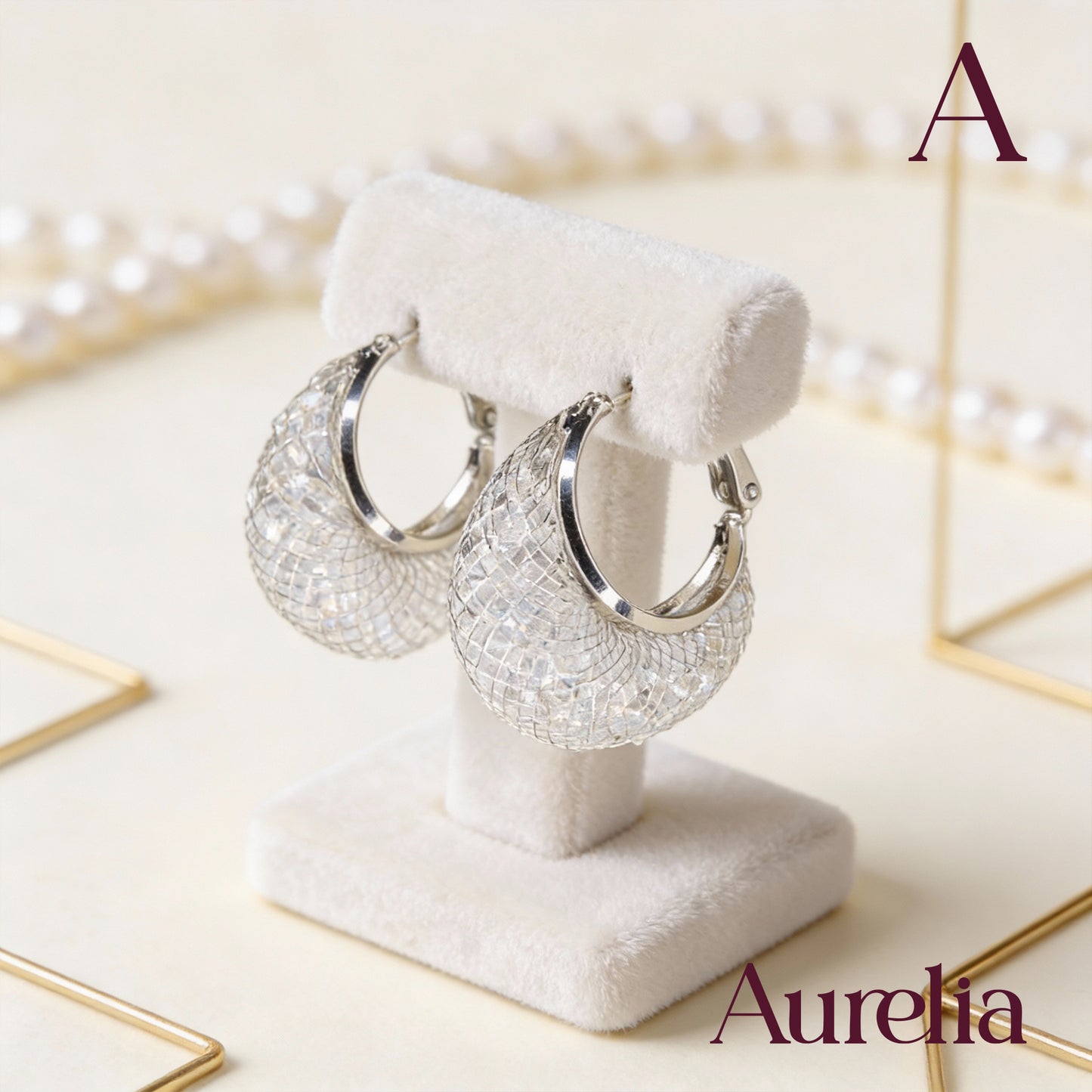 ARETES CANDONGAS OVALADA MALLA BRILLANTE