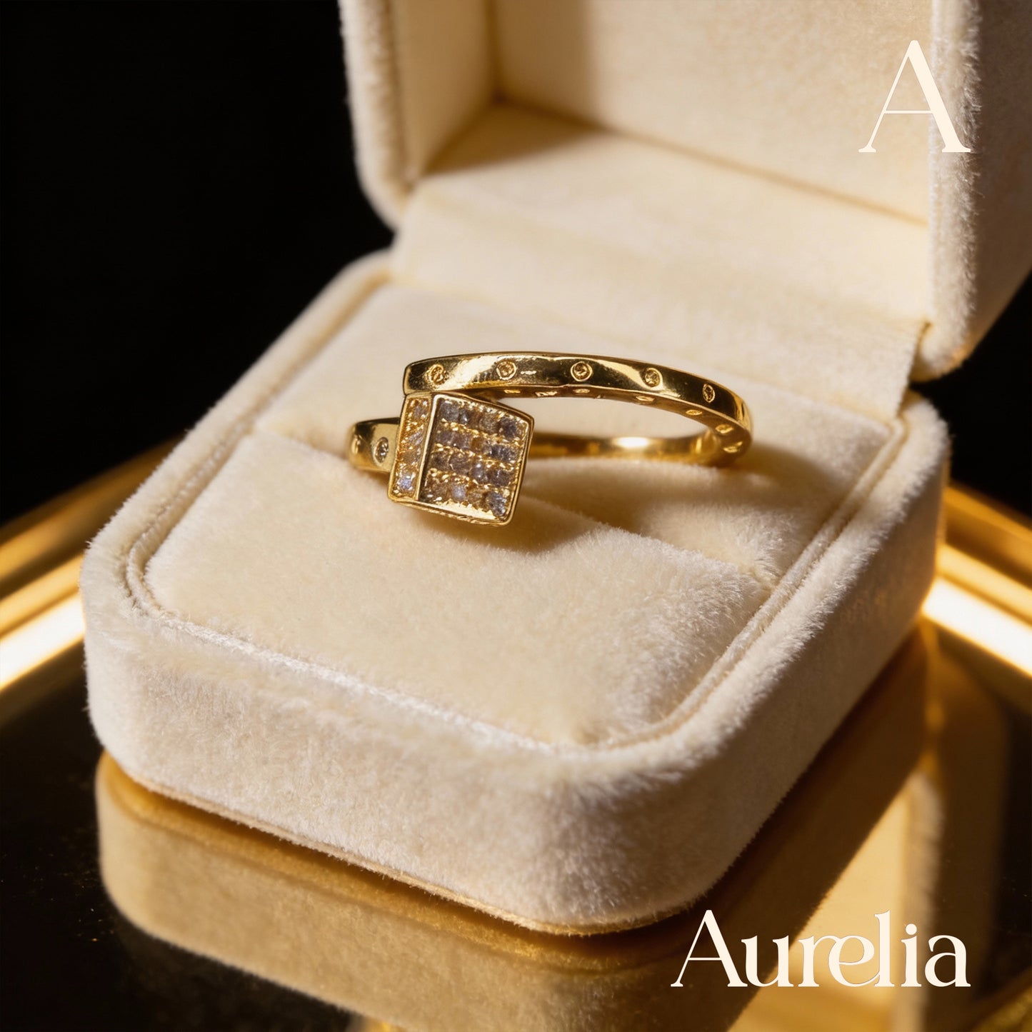 ANILLO DELGADO CUADRADO BRILLANTE