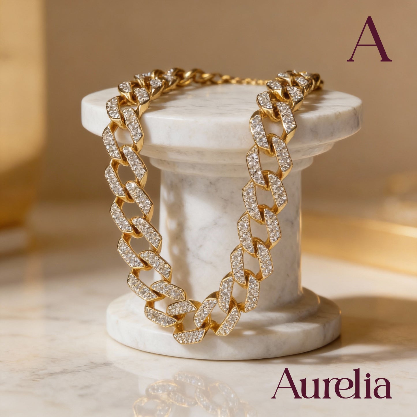 PULSERA TIRA TRENZADO GRANDE GRUESO CON BRILLANTE