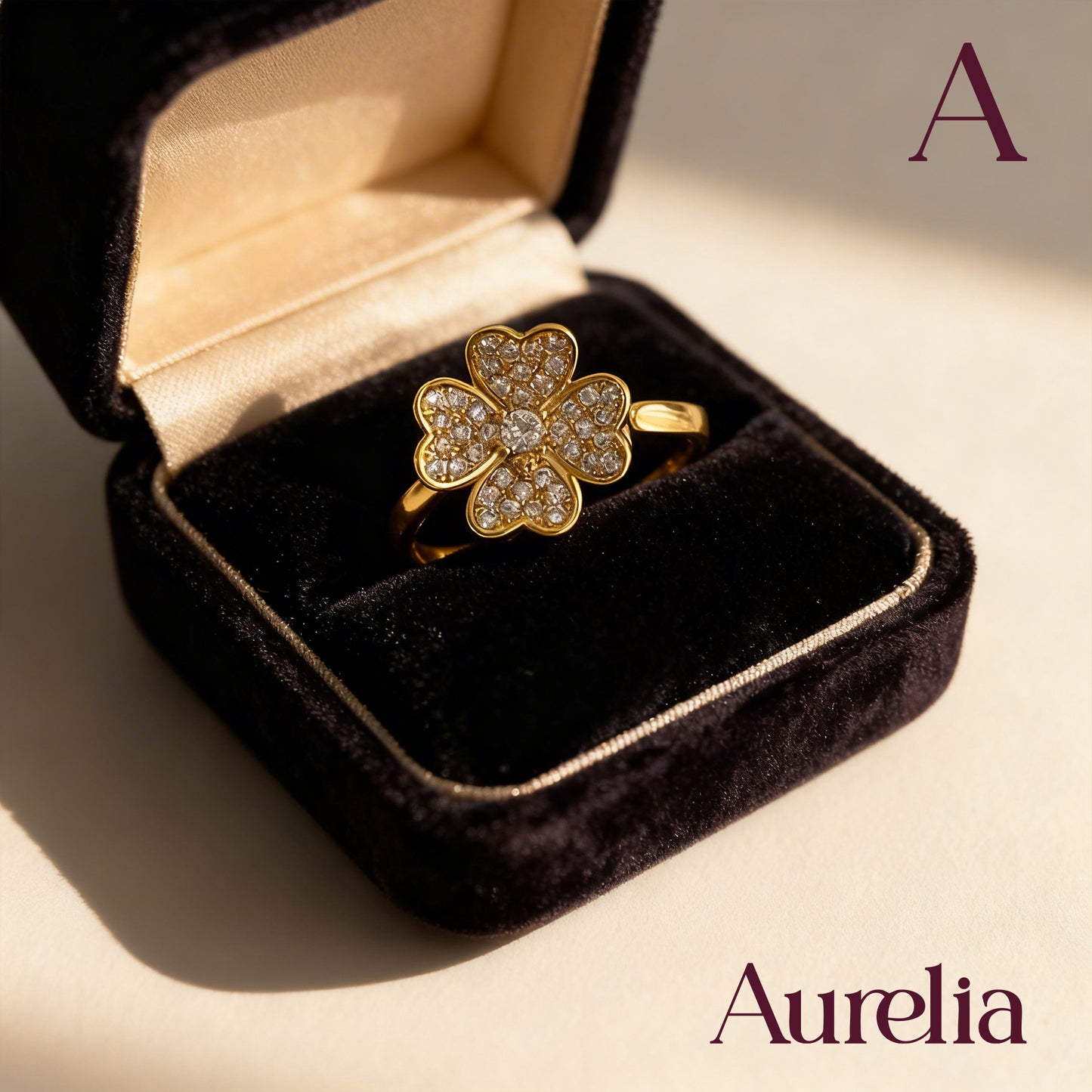 ANILLO ANTIESTRES TREBOL 4 HOJAS CORAZON BRILLANTE