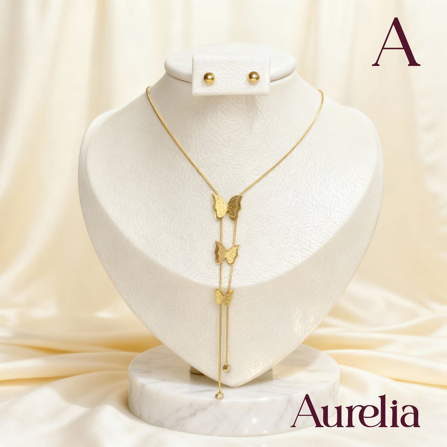 COLLAR SET MARIPOSAS ESCARCHADAS Y TOPOS DE BOLA