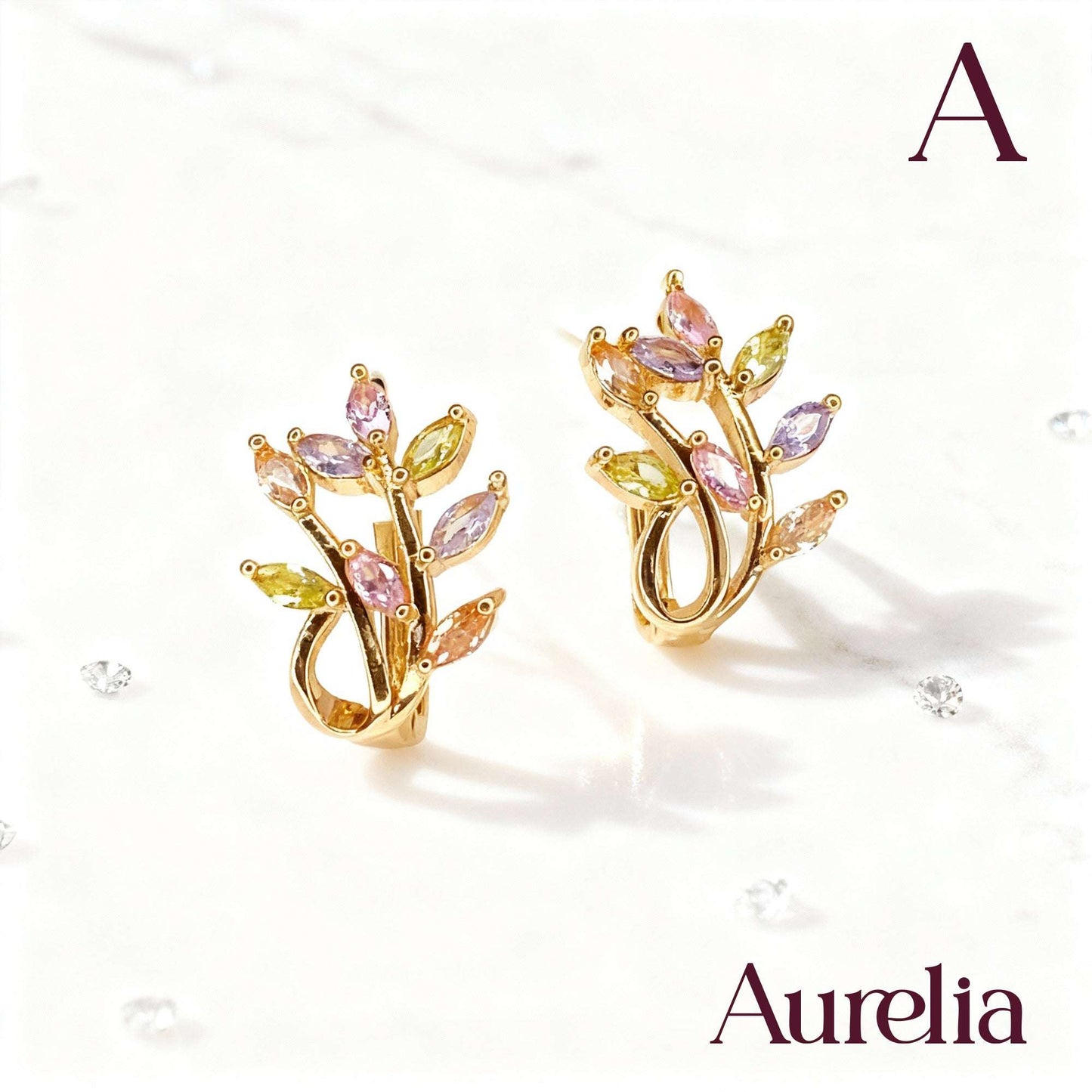 ARETES CANDONGA HOJAS MULTICOLOR