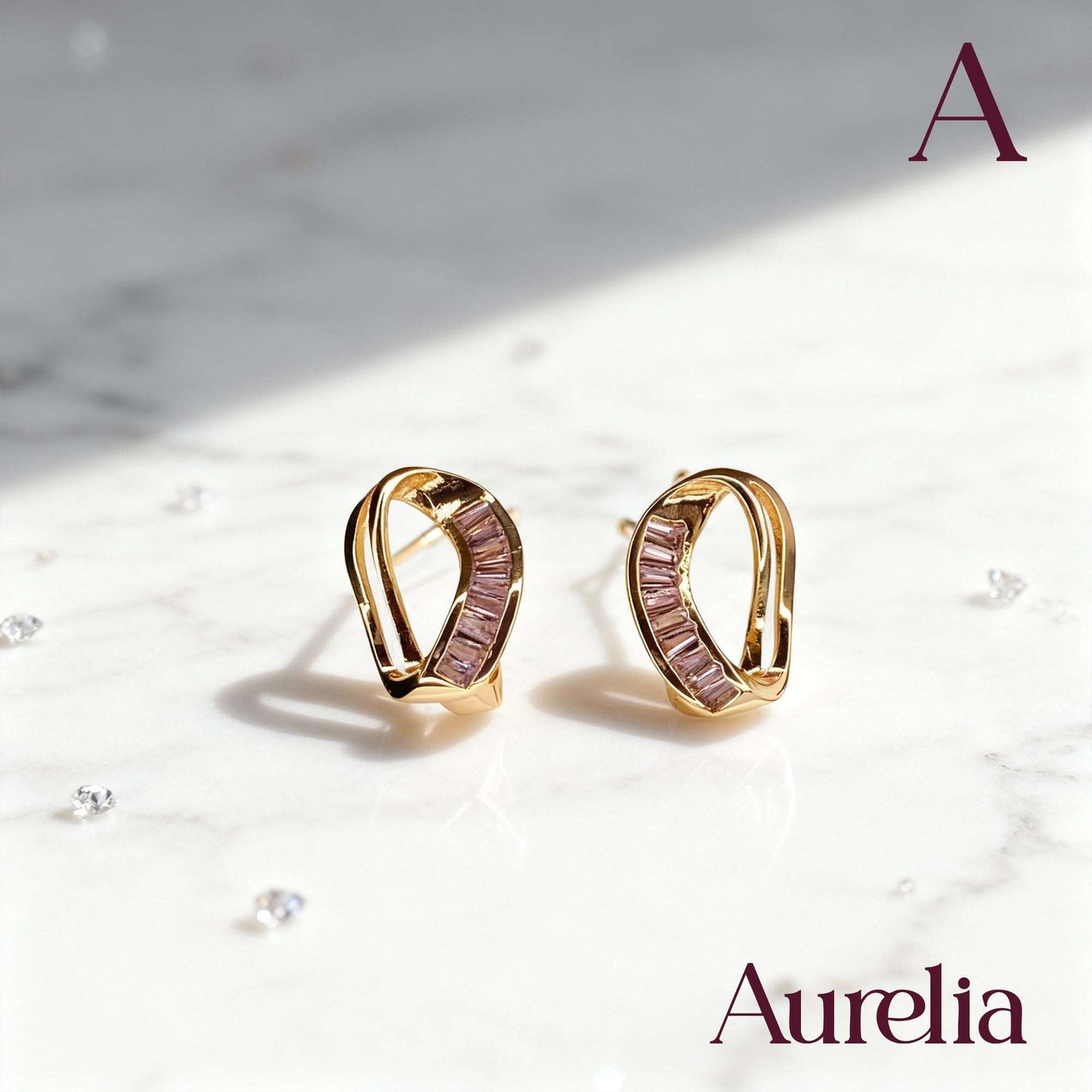 ARETES CANDONGA FORMA BRILLANTE ROSADO