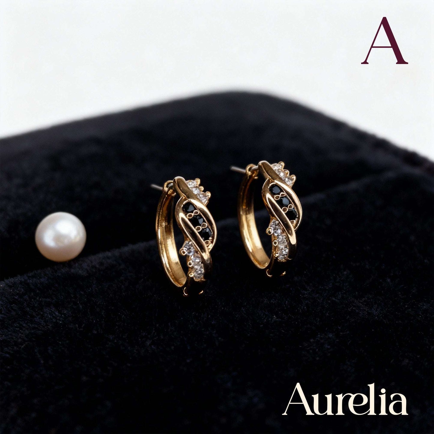 ARETES CANDONGA ENTRELAZOS BRILLANTE NEGRO Y PLATEADO