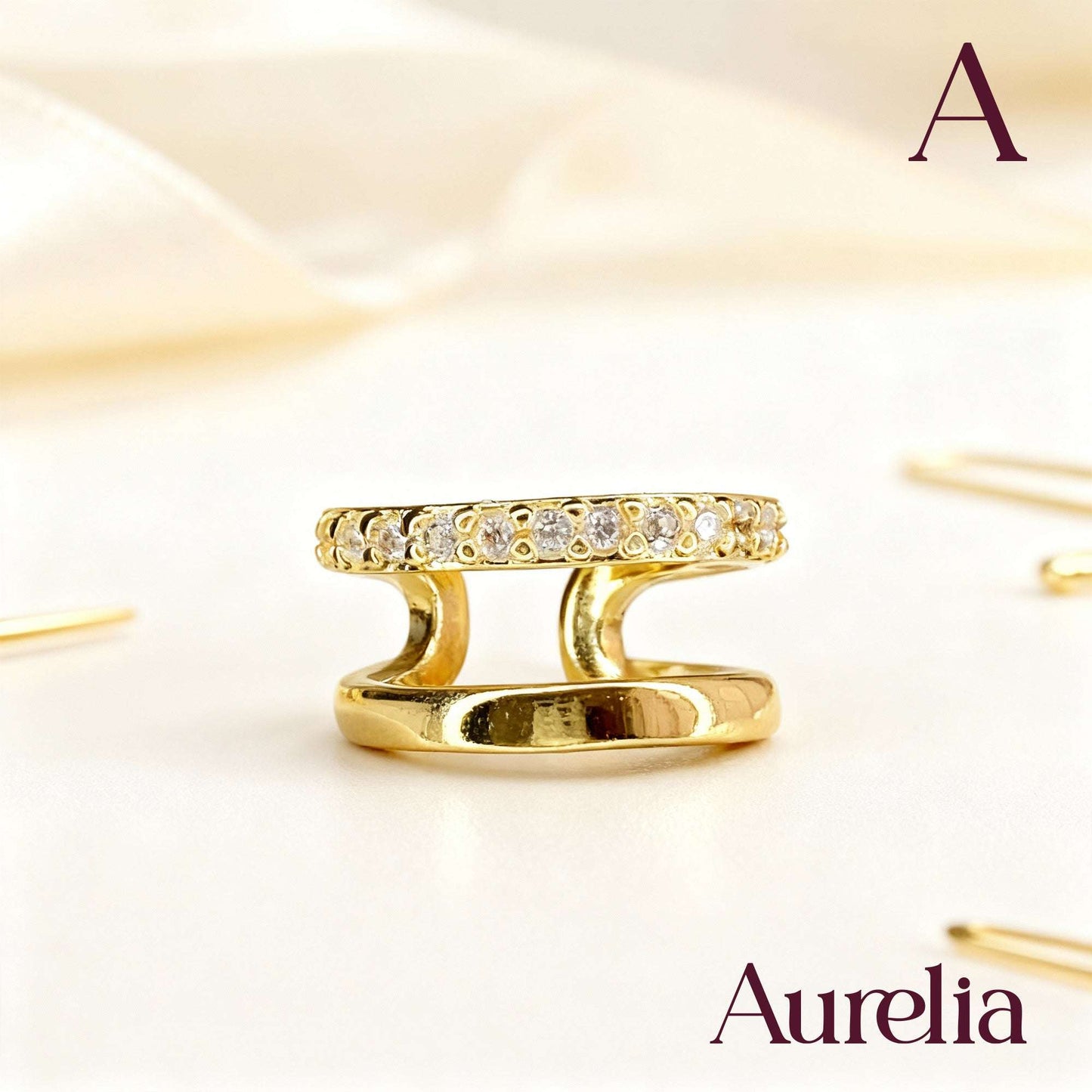 ARETES EARCUFF BRILLANTE PLATEADO