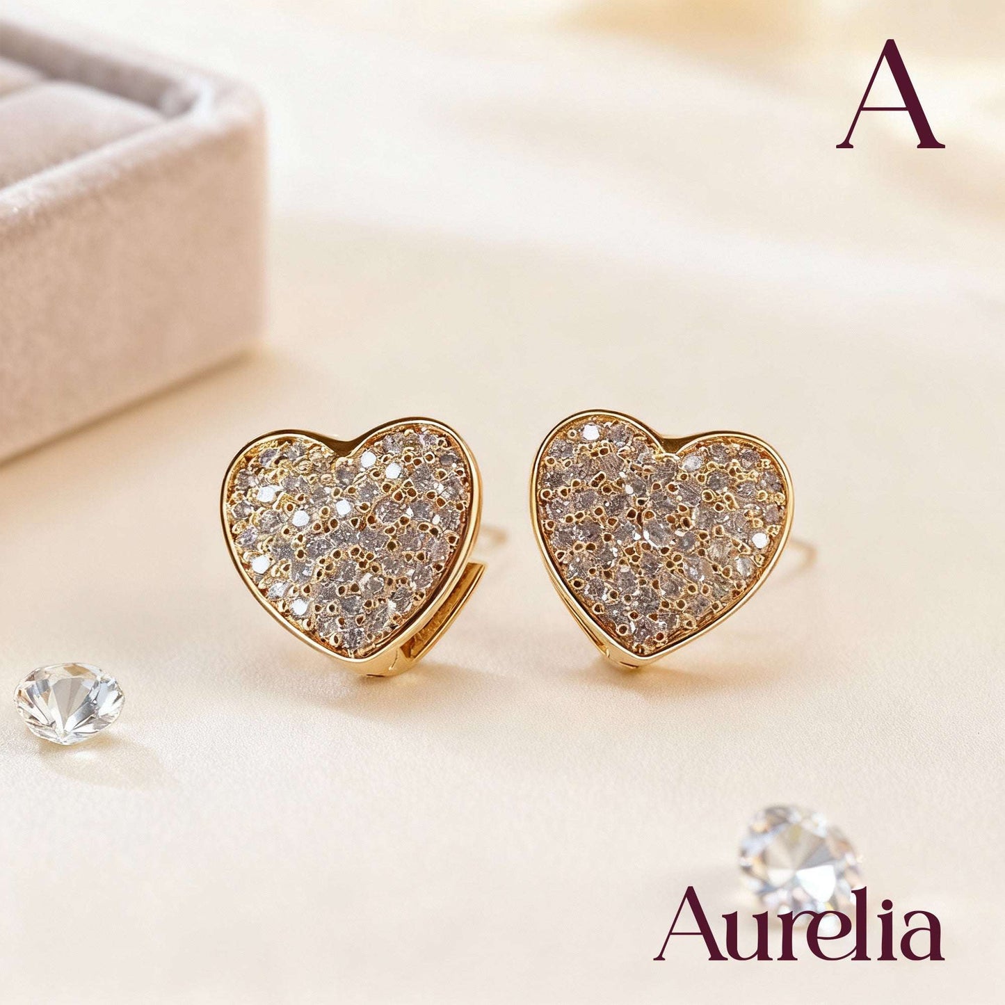 ARETES CORAZÓN BRILLANTE BLANCO