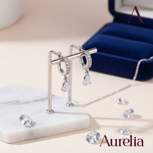 ARETES CANDONGAS BRILLANTES Y COLGANTE