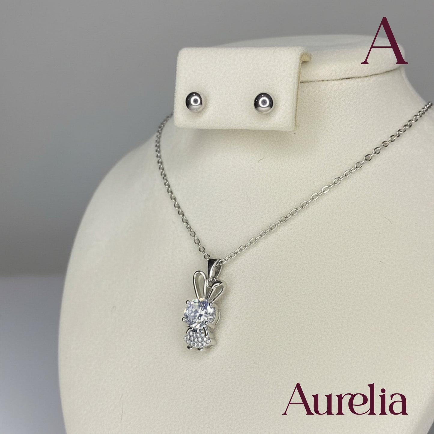 COLLAR SET CONEJA BRILLANTE Y TOPOS DE BOLA