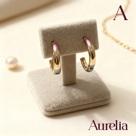 ARETES CANDONGAS CIRCULARES ORO ROSA Y PLATEADO