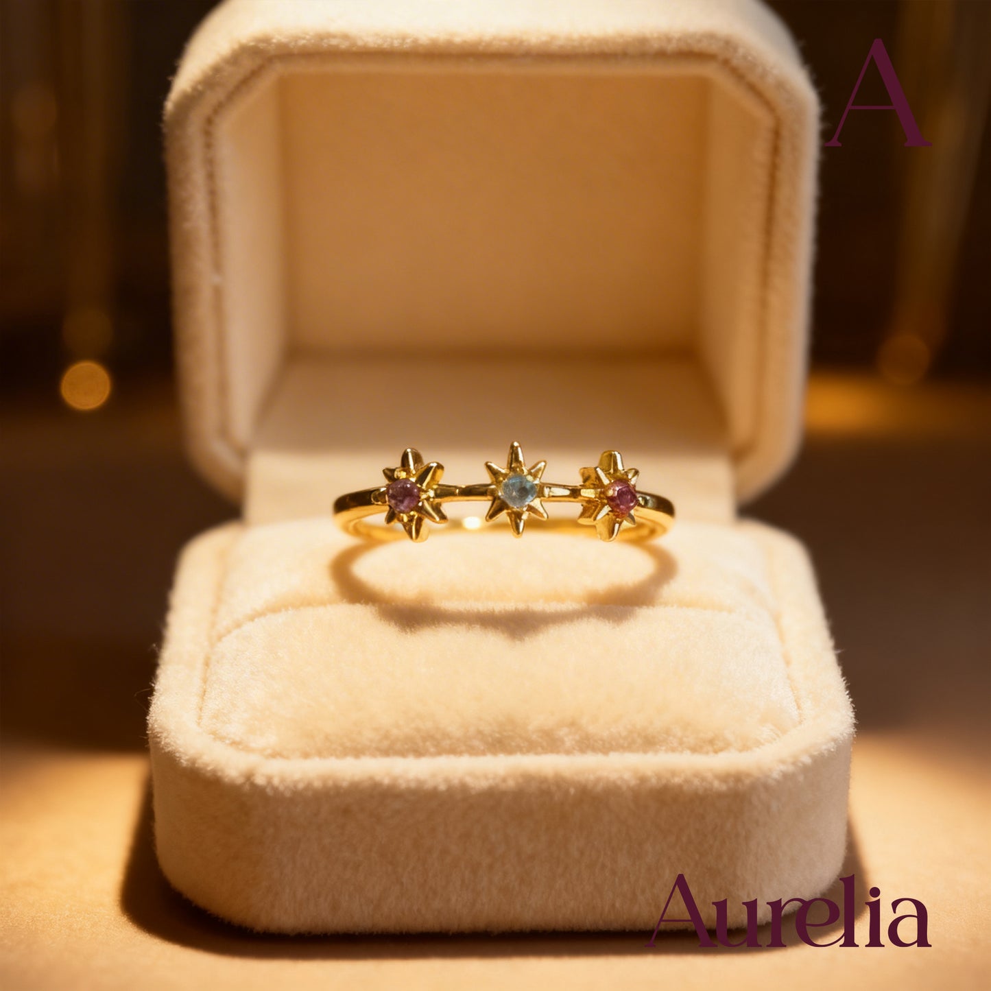 ANILLO DELGADO 3 MINI ESTRELLAS MULTICOLOR