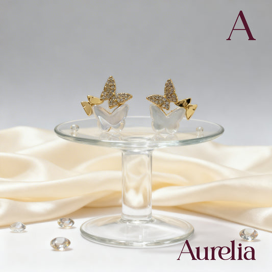 ARETES 3 MARIPOSAS BLANCA Y BRILLANTE