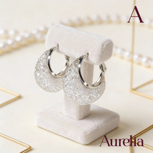 ARETES CANDONGAS OVALADA MALLA BRILLANTE