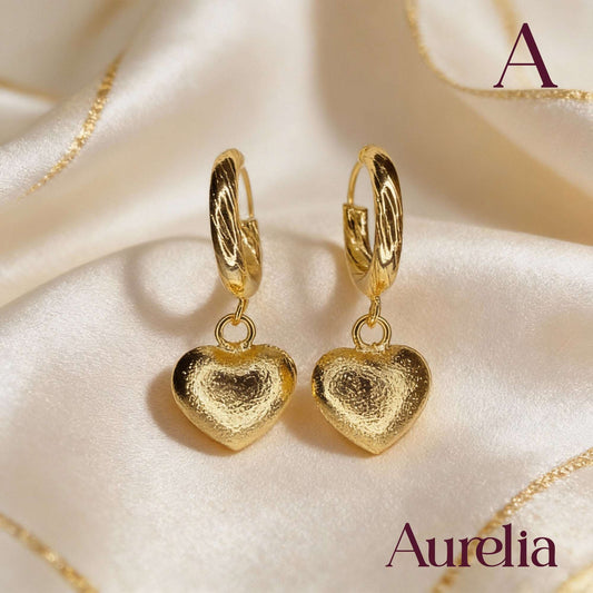 ARETES CANDONGAS CORAZON TEXTURIZADO