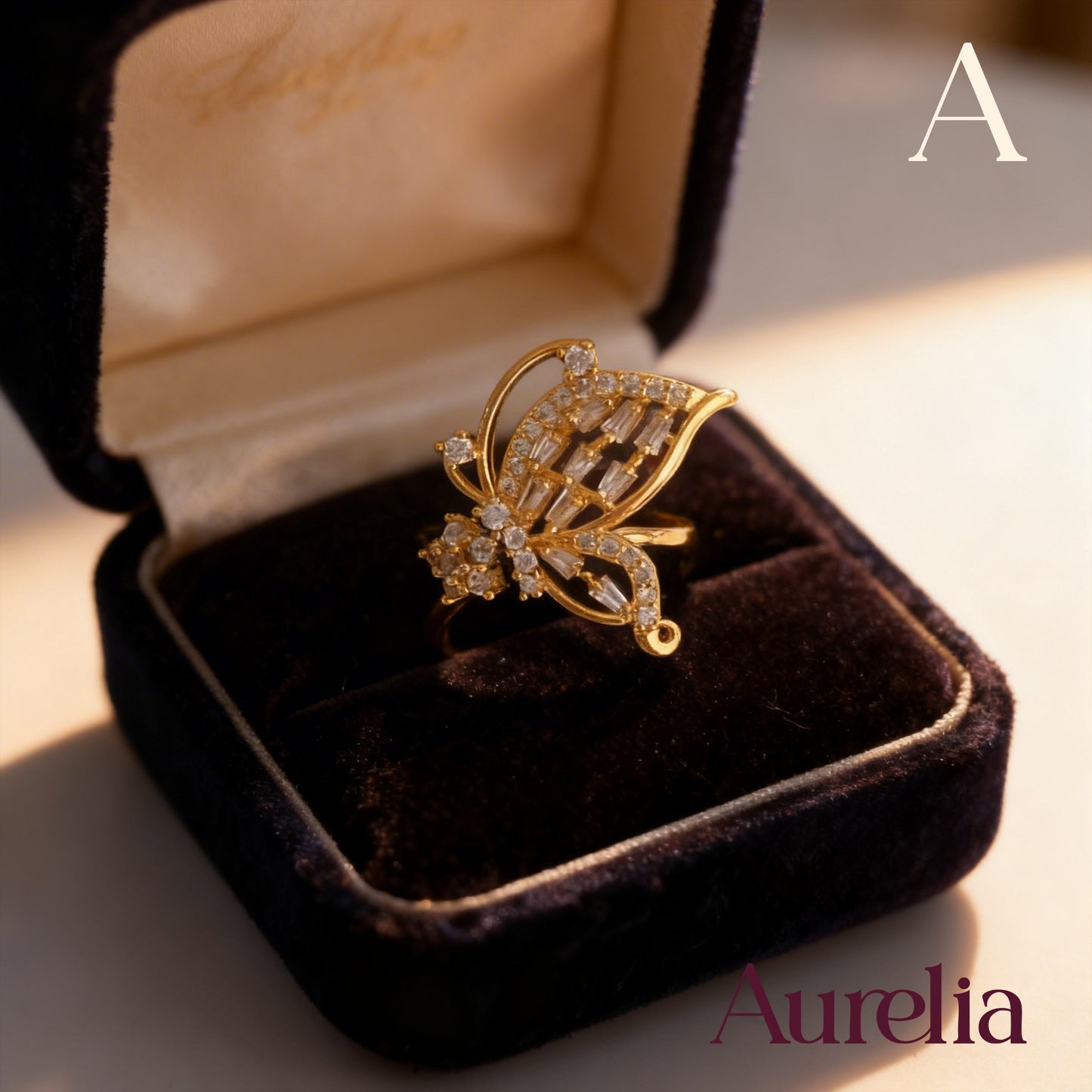 ANILLO GRUESO MEDIA MARIPOSA Y ESTRELLA MINI BRILLANTE