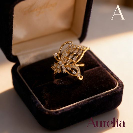 ANILLO GRUESO MEDIA MARIPOSA Y ESTRELLA MINI BRILLANTE