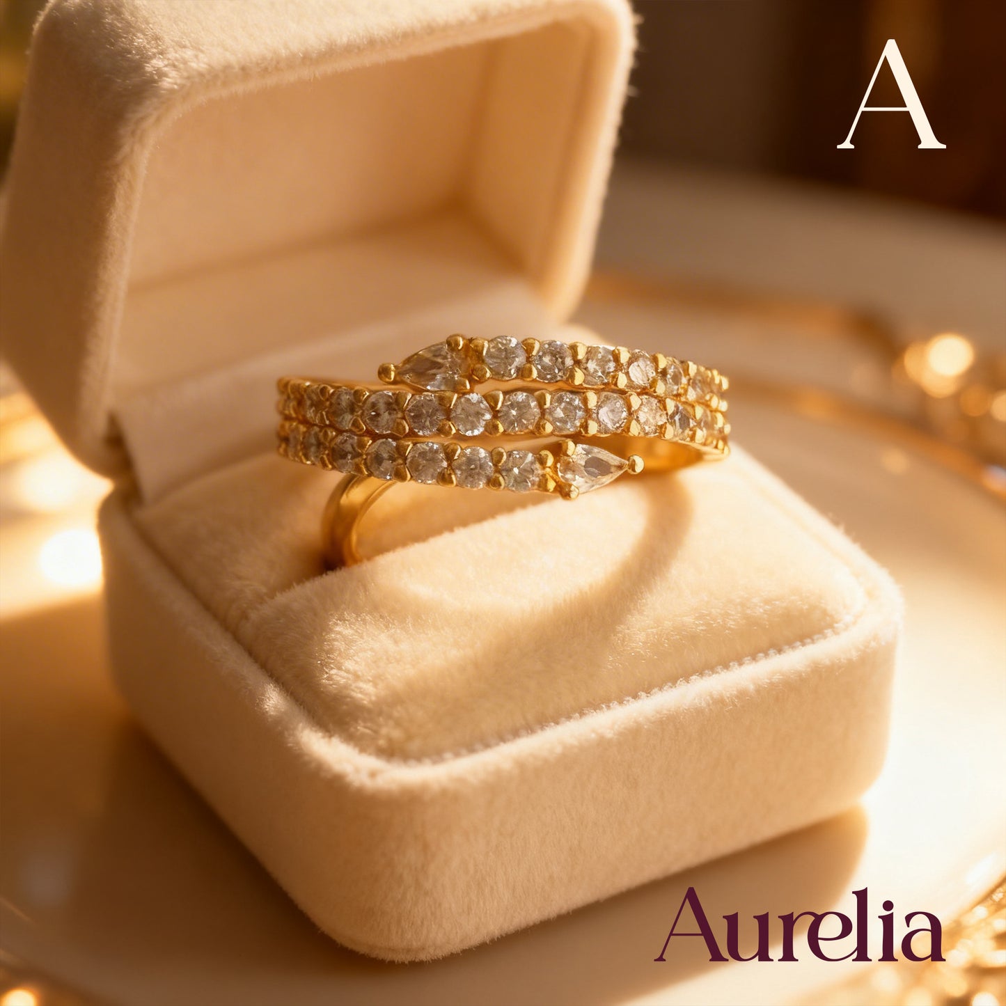 ANILLO GRUESO 3 LINEAS BRILLANTES Y UNO EN PUNTA