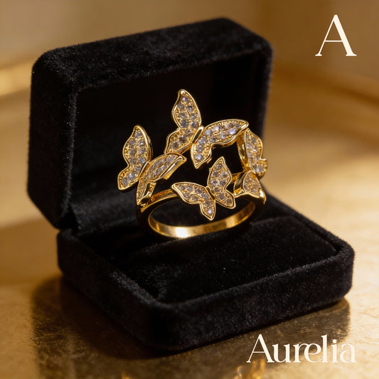 ANILLO GRANDE 4 MARIPOSAS BRILLANTES