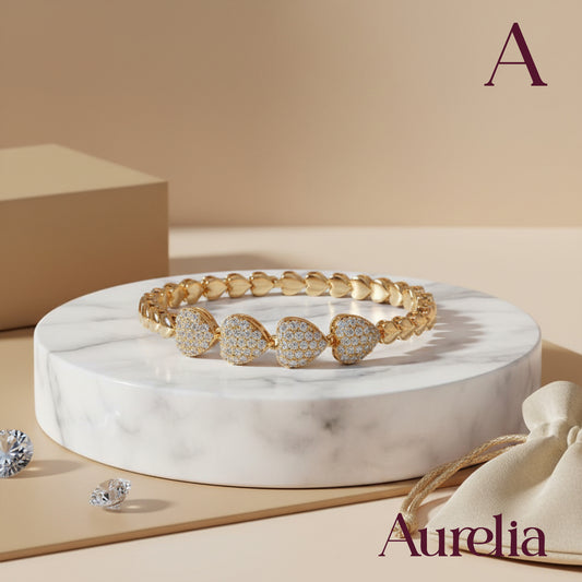 PULSERA TIRA 4 CORAZONES BRILLANTES