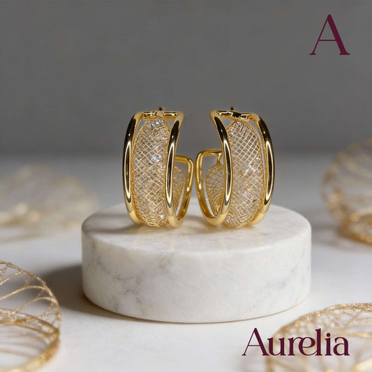 ARETES CANDONGAS MALLA BRILLANTE