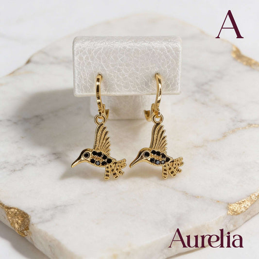 ARETES LARGOS COLIBRI NEGRO