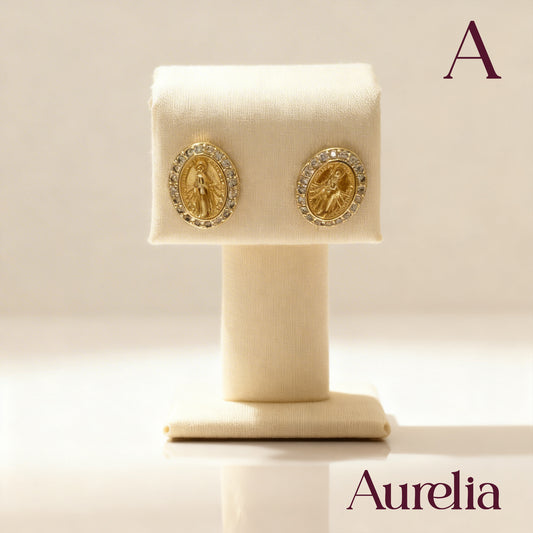 ARETES VIRGEN MILAGROSA BRILLANTES