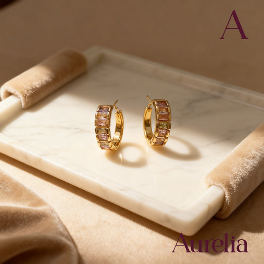 ARETES CANDONGAS BRILLANTE RECTANGULAR MULTICOLOR