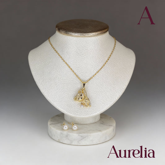 COLLAR SET OSO BRILLANTE Y TOPOS PERLAS MINI