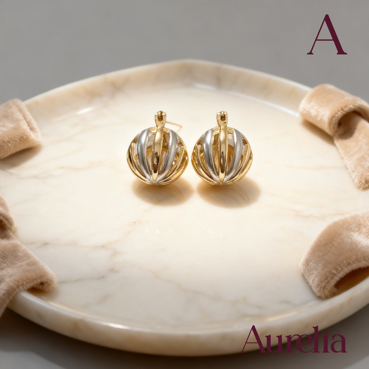 ARETES CANDONGAS CANASTA PLATEADO Y ORO ROSA
