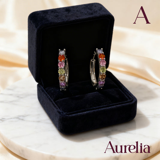 ARETES CANDONGAS OVALADA BRILLANTE MULTICOLOR