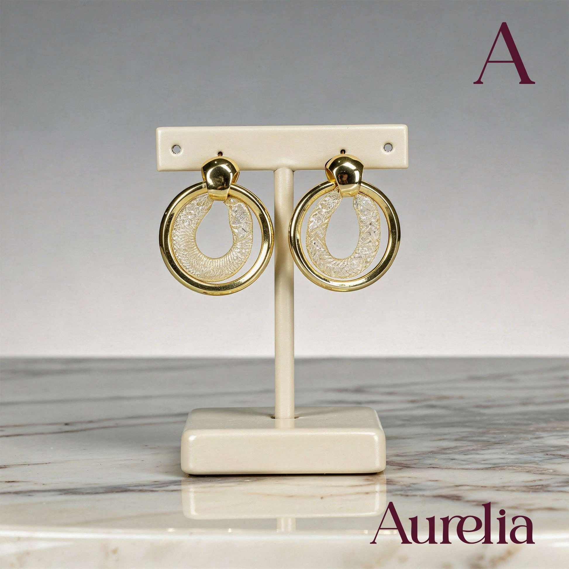 ARETES ARO CON MALLA BRILLANTE
