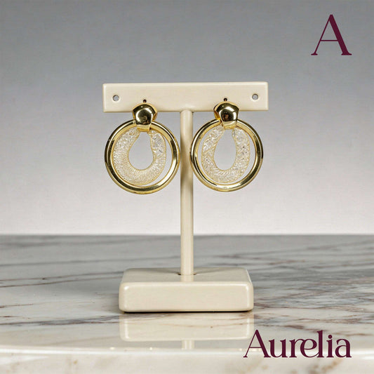 ARETES ARO CON MALLA BRILLANTE