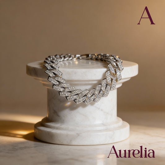 PULSERA TIRA TRENZADO MEDIANO GRUESO CON BRILLANTE