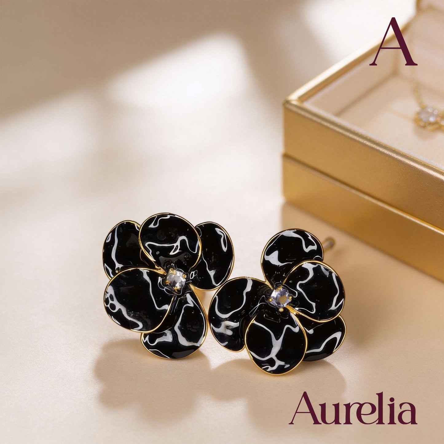 ARETES FLOR GRANDE NEGRA