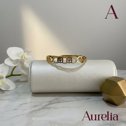 PULSERA BRAZALETE CIRCULOS BRILLANTES Y ARBOL DE LA VIDA