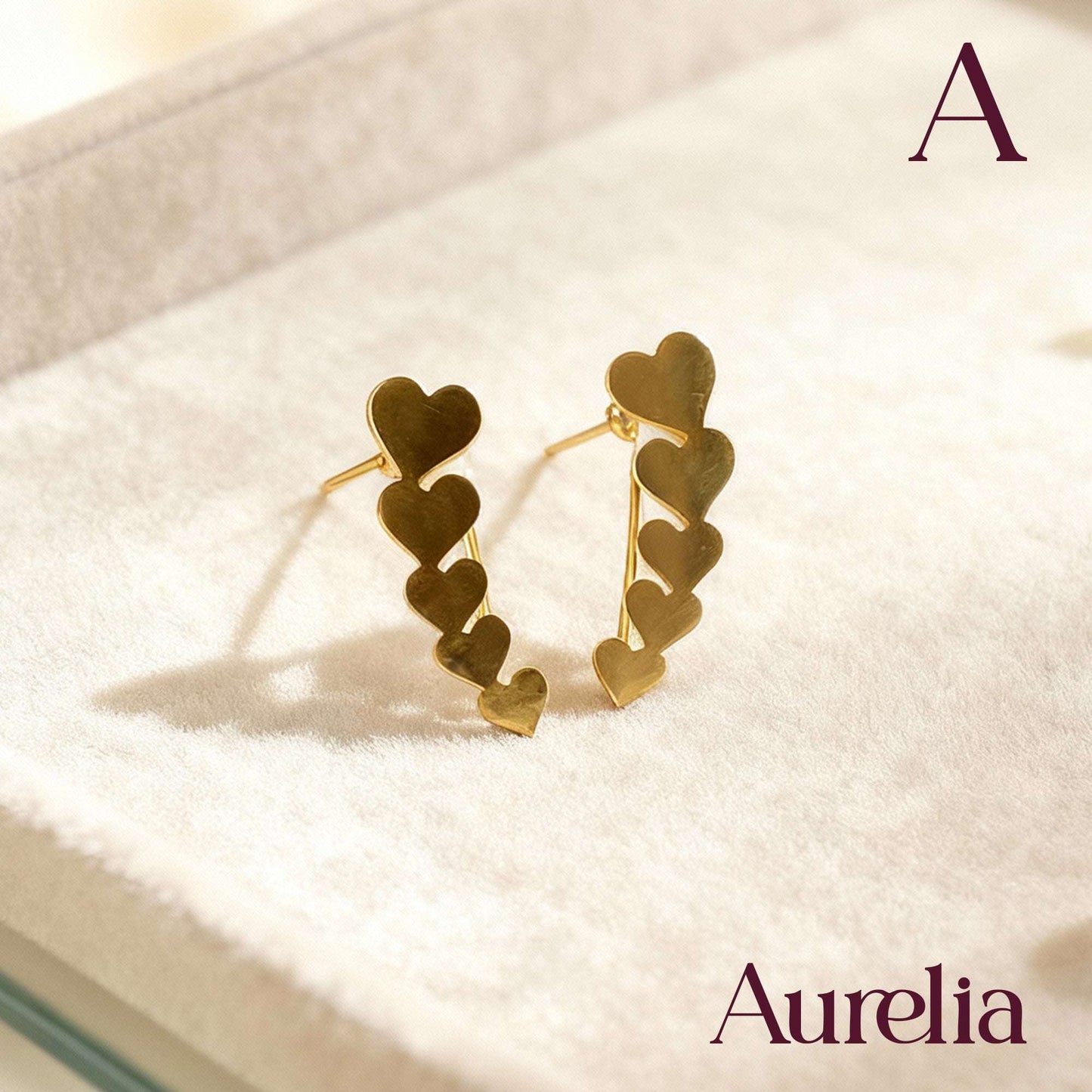 ARETES LARGOS 5 CORAZONES