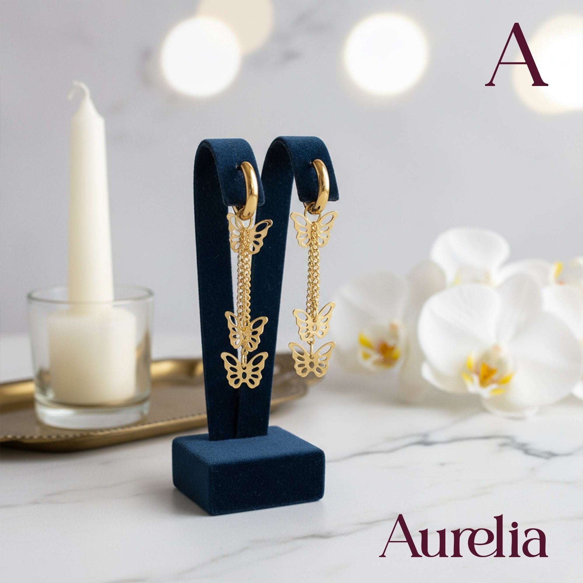 ARETES LARGOS 3 MARIPOSAS