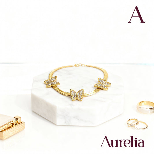 PULSERA TIRA MARIPOSAS BRILLANTE BLANCO