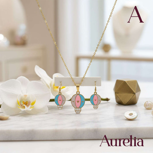 COLLAR SET ARETES GLOBO AEROSTATICO