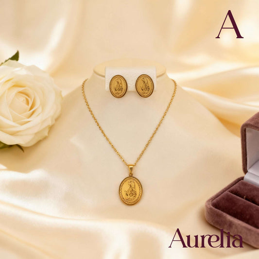 COLLAR SET DORADO Y TOPOS VIRGEN