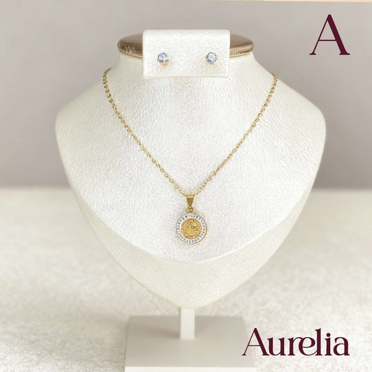 COLLAR SET MINI SAN BENITO Y TOPOS BRILLANTE BLANCO