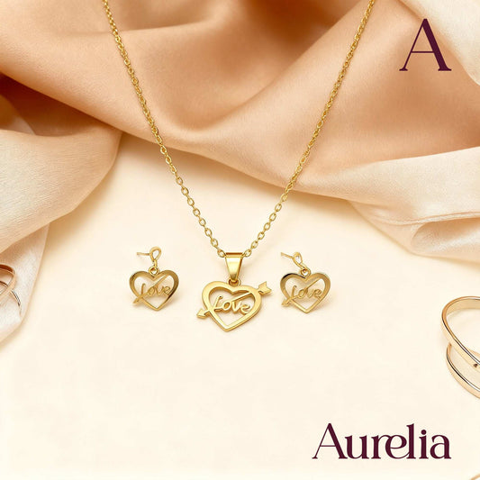 COLLAR SET TOPOS CORAZÓN FLECHADO