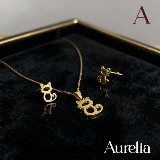 COLLAR SET TOPOS SILUETA GATO