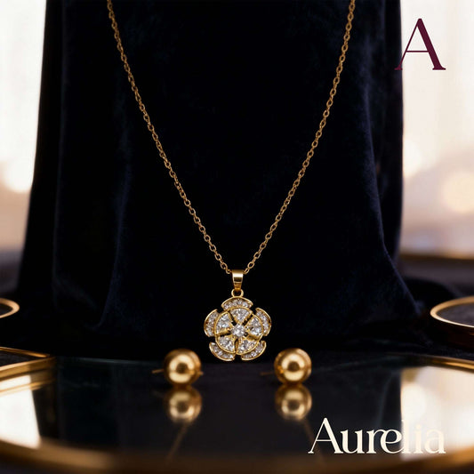 COLLAR SET ANTIESTRÉS FLOR BRILLANTE BLANCO Y TOPOS DE BOLA