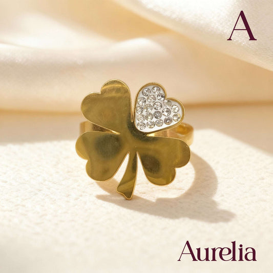 ANILLO GRANDE TRÉBOL BRILLANTE BLANCO