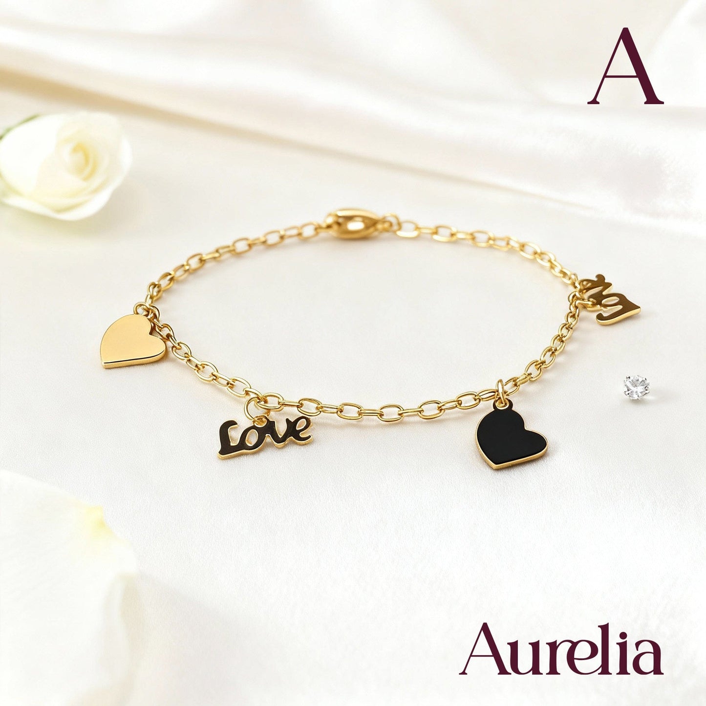 TOBILLERA CORAZONES Y LOVE