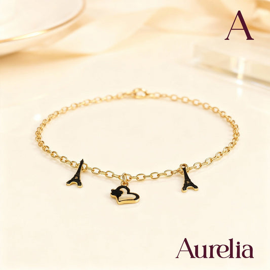 TOBILLERA CORAZONES Y TORRE EIFFEL