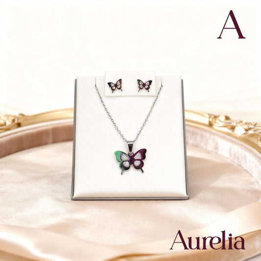 COLLAR SET MULTICOLOR Y TOPOS MINI MARIPOSAS