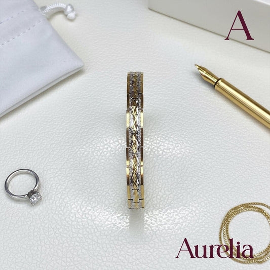 PULSERA TIRA ESLABONES DETALLE DORADO