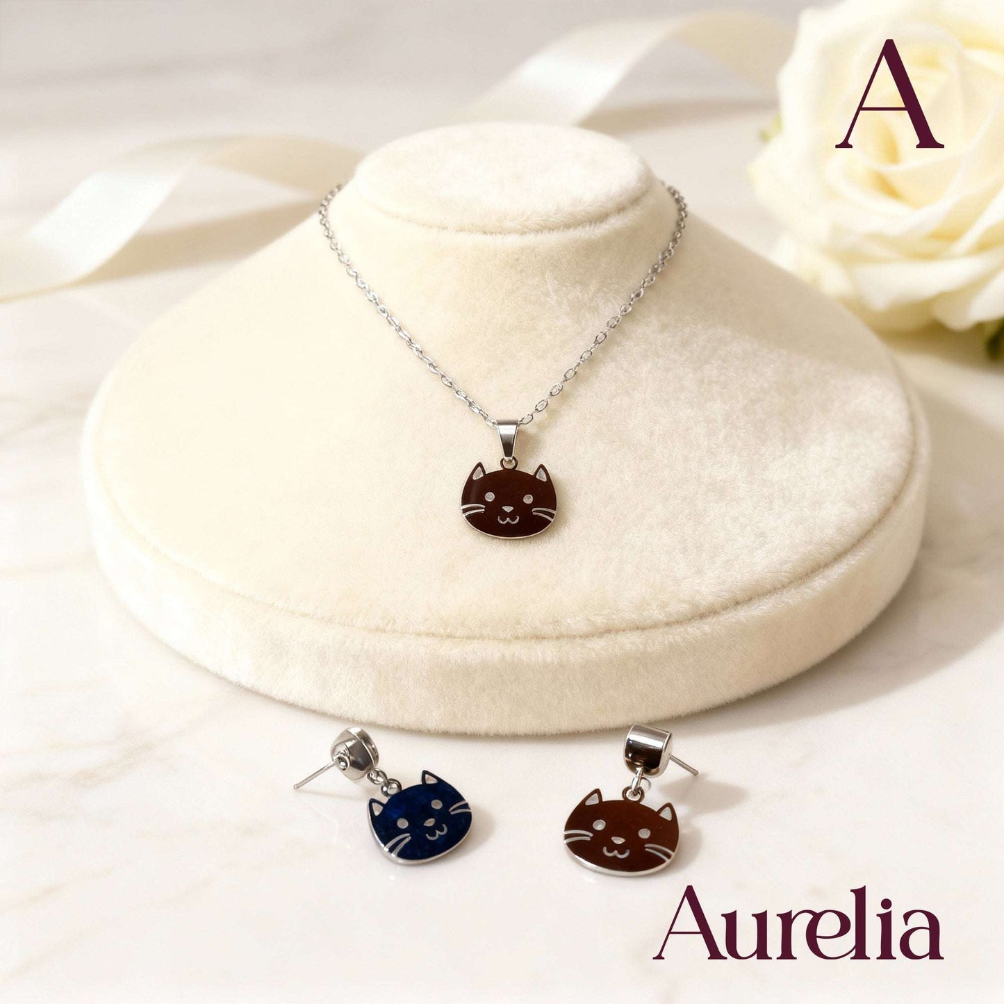 COLLAR SET TOPOS CARA GATO